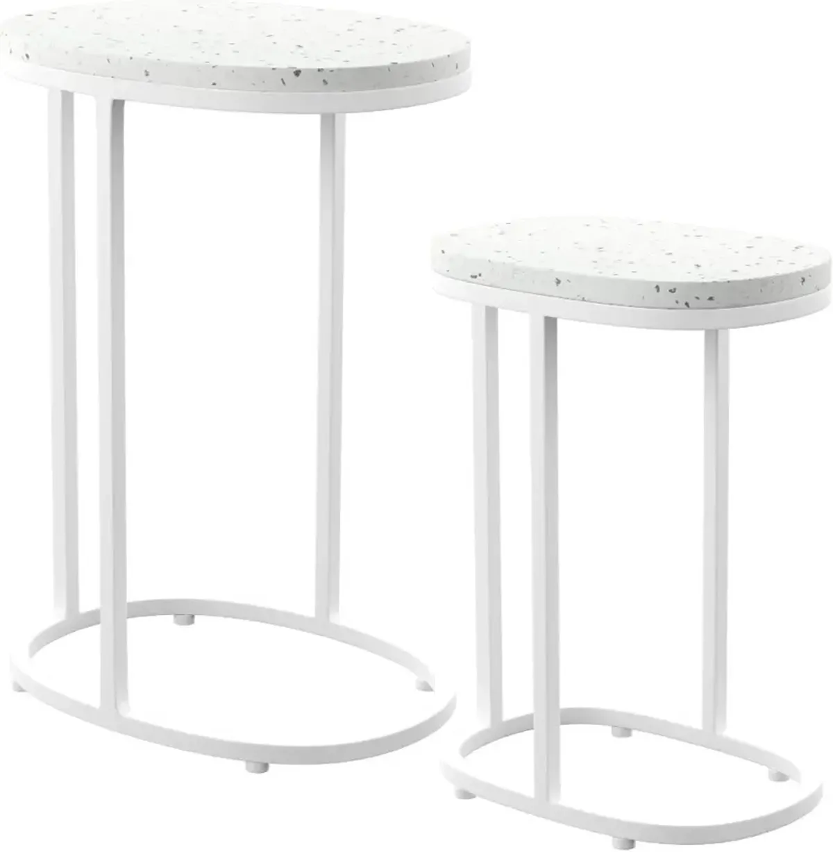 Vicanno White Terrazzo Outdoor Nesting Tables, Set of 2