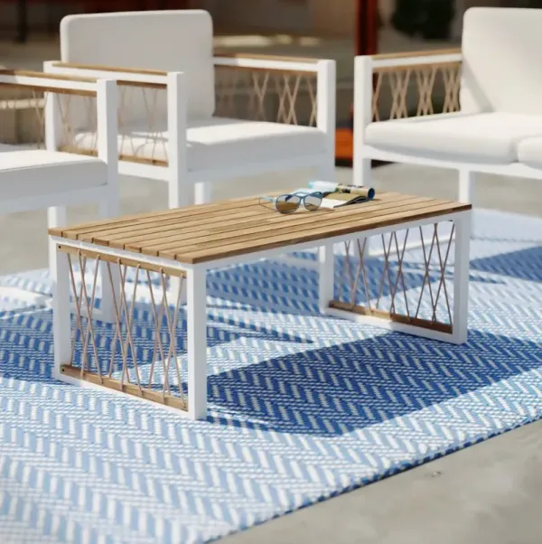 Wallmond Outdoor White & Natural Coffee Table