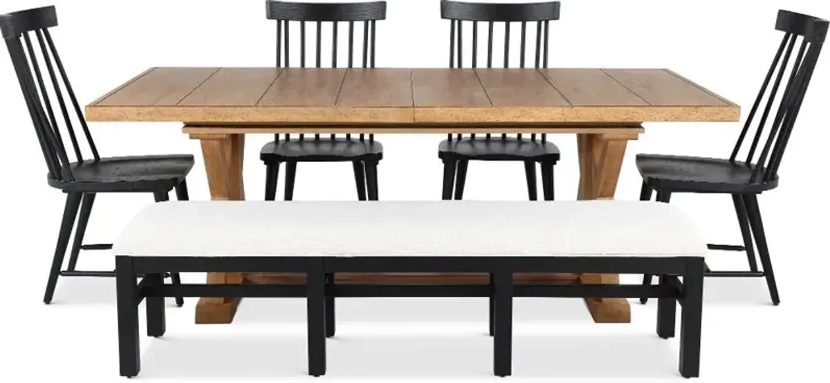 Macon Natural and Black 6 Piece Dining Set