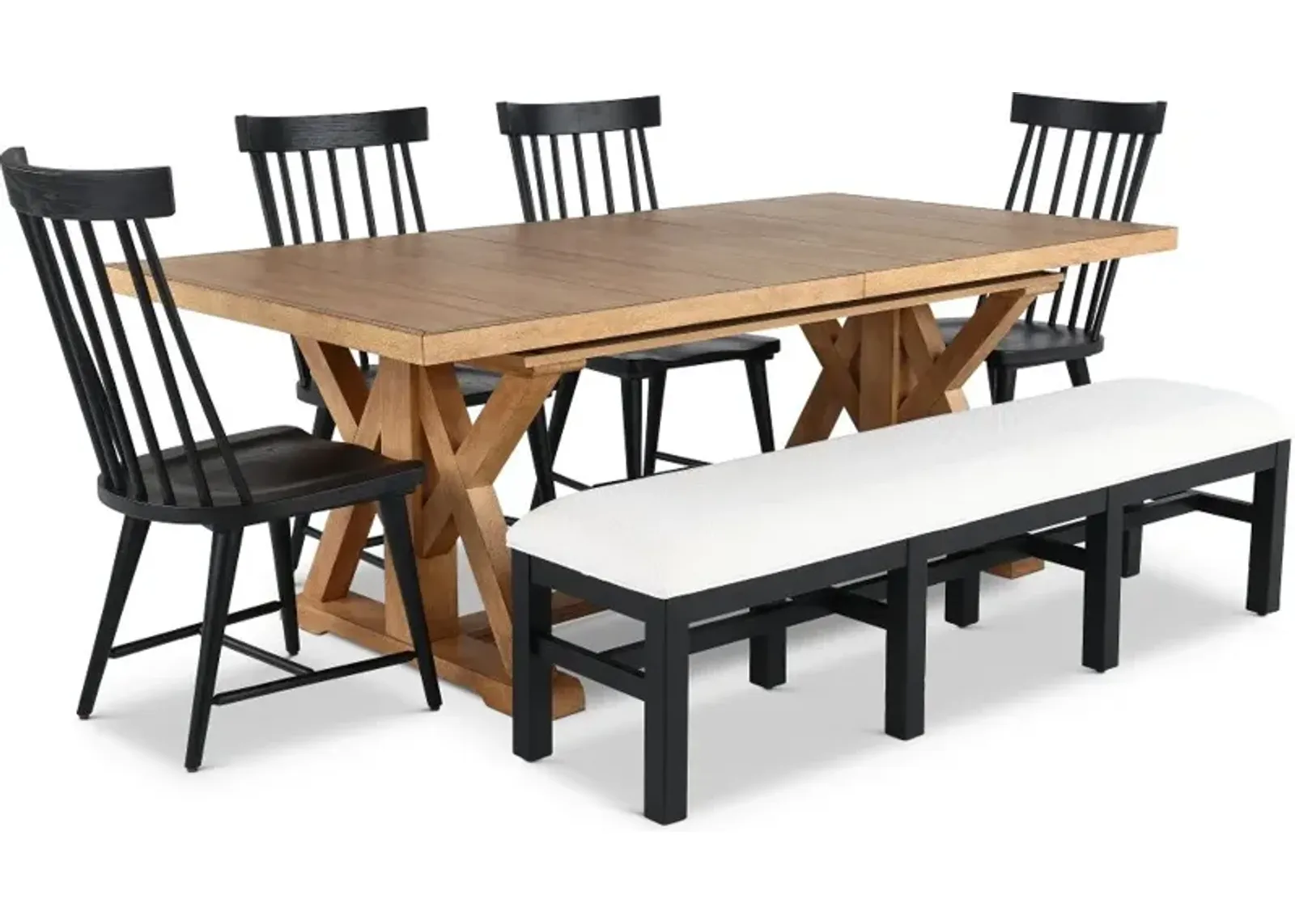 Macon Natural and Black 6 Piece Dining Set