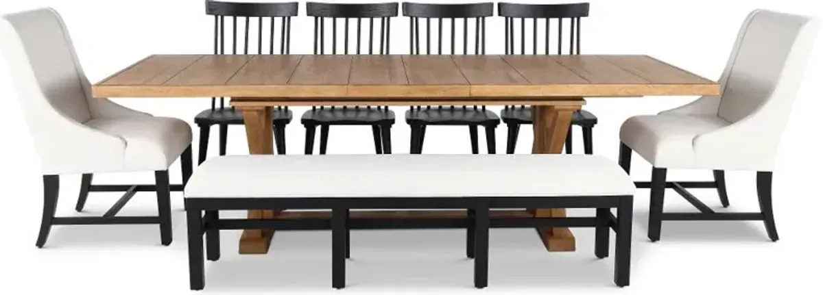 Macon Natural and Black 8 Piece Dining Set