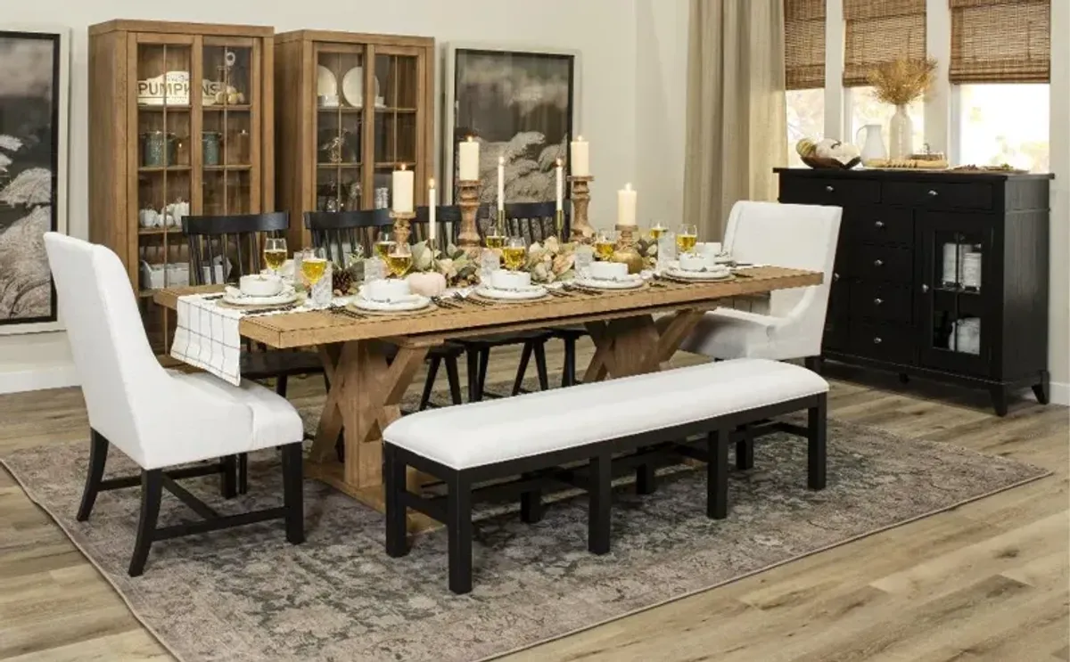 Macon Natural and Black 8 Piece Dining Set