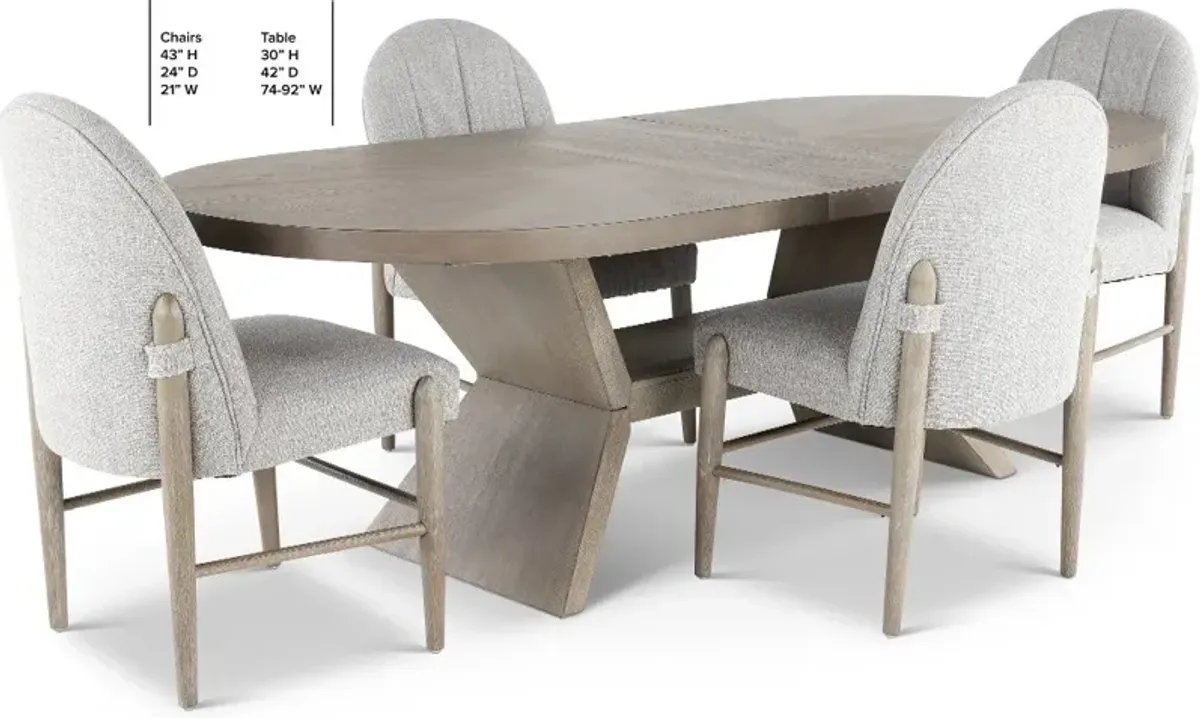 Elliston Weathered Gray 5 Piece Dining Set