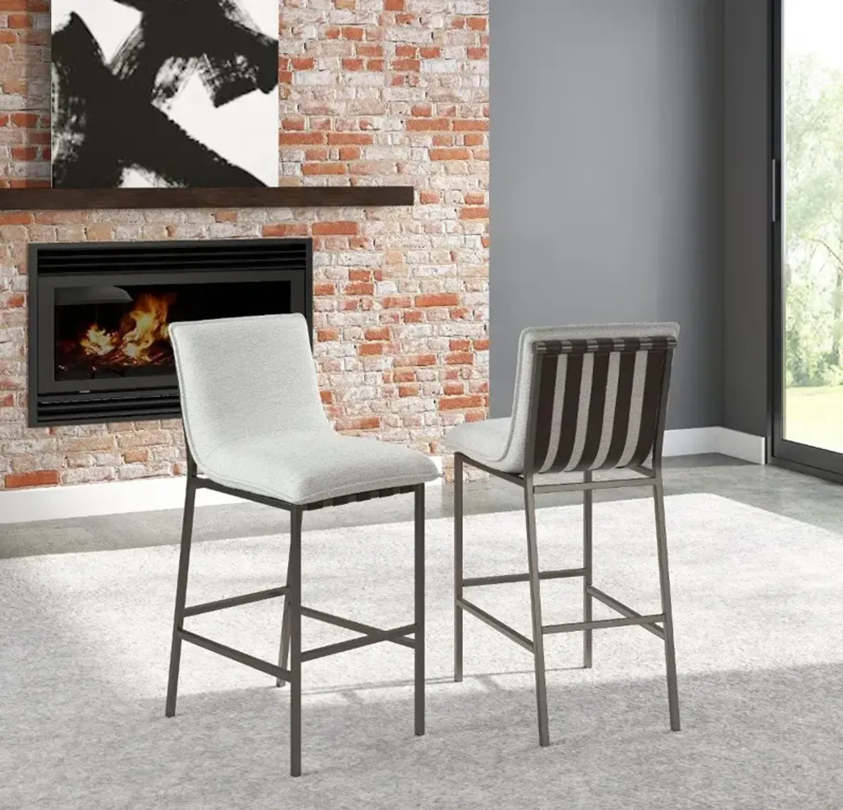 Reserve White and Metal Bar Stool