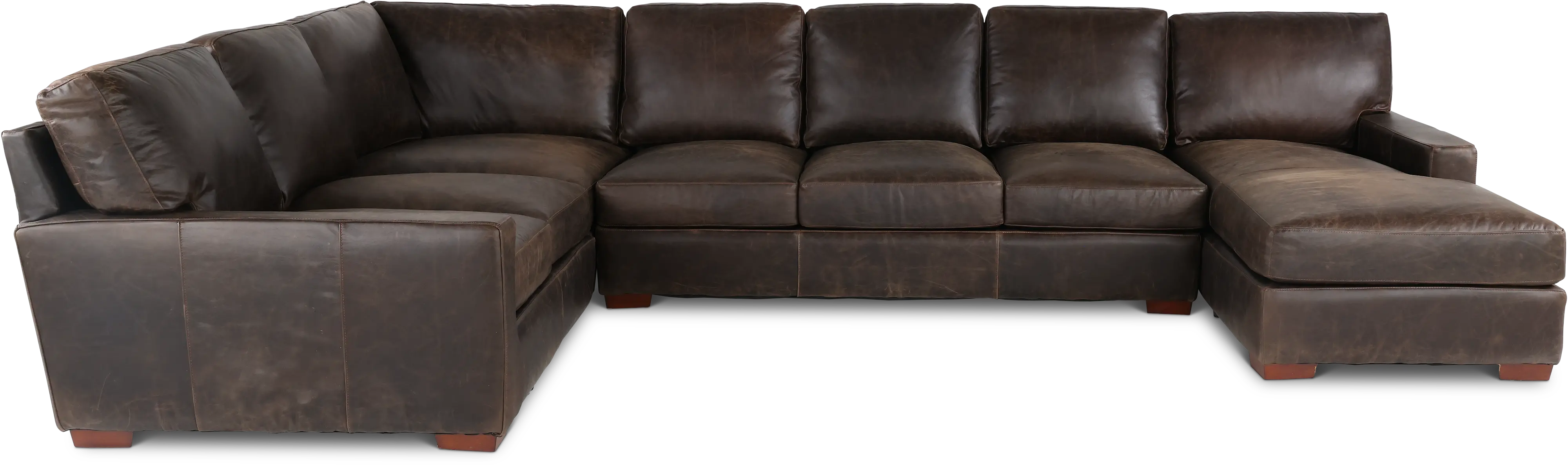 Mayfair Java Brown Leather 4 Piece Sectional
