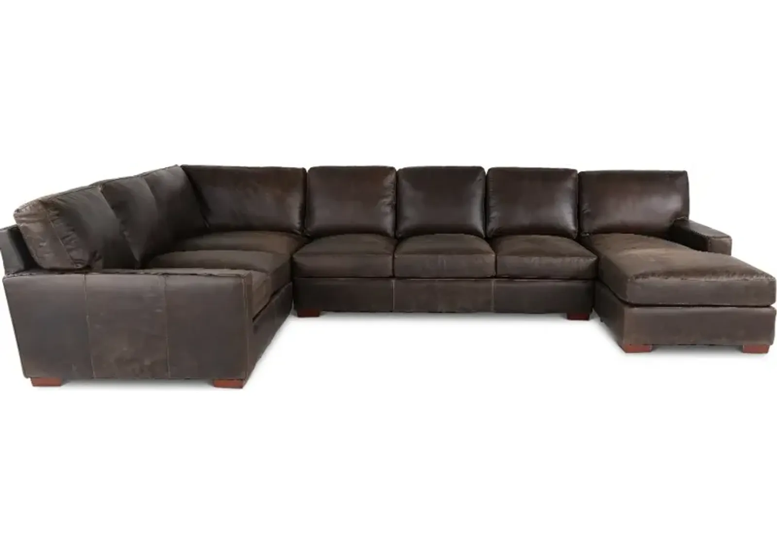 Mayfair Java Brown Leather 4 Piece Sectional