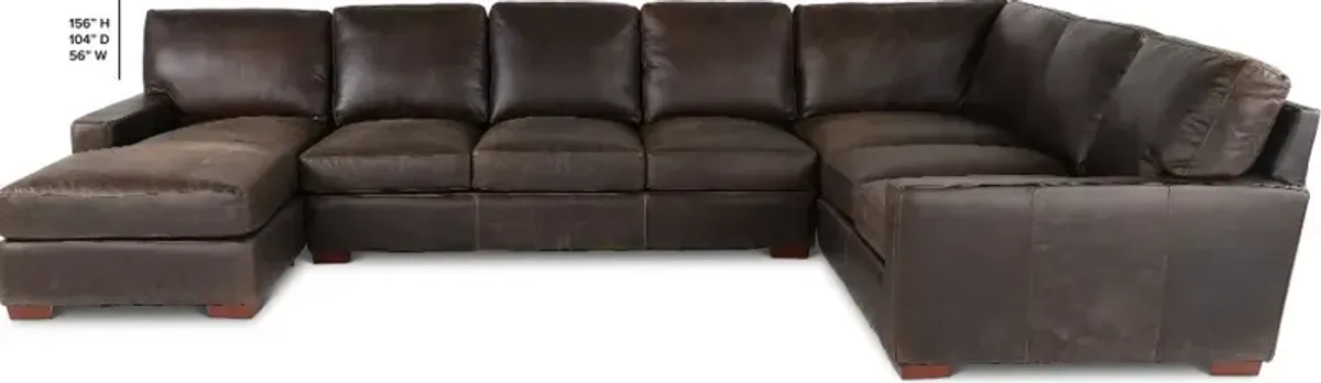 Mayfair Java Brown Leather 4 Piece Sectional