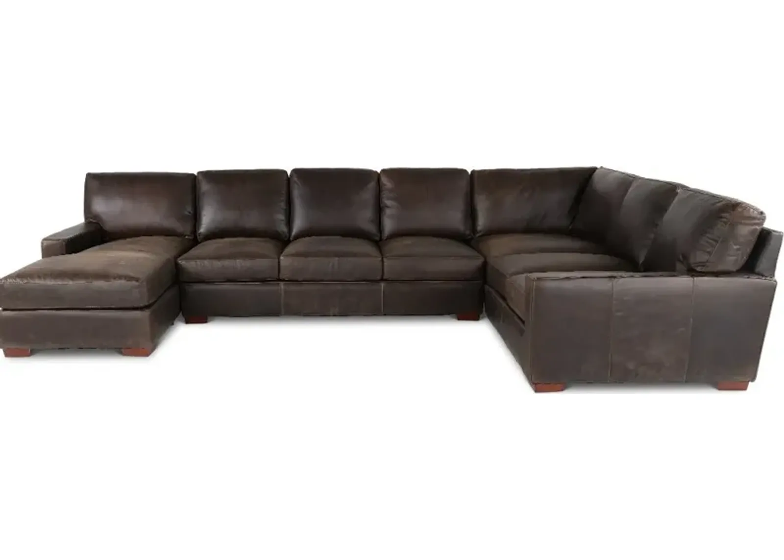 Mayfair Java Brown Leather 4 Piece Sectional