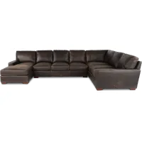 Mayfair Java Brown Leather 4 Piece Sectional