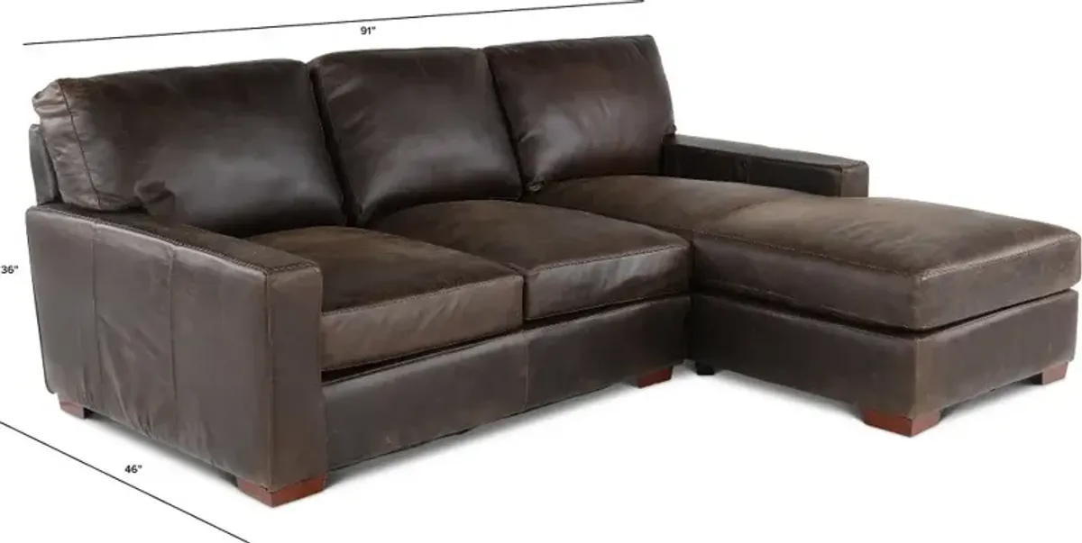 Mayfair Java Brown Leather 2 Piece Sectional