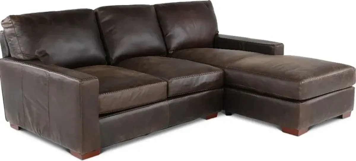 Mayfair Java Brown Leather 2 Piece Sectional