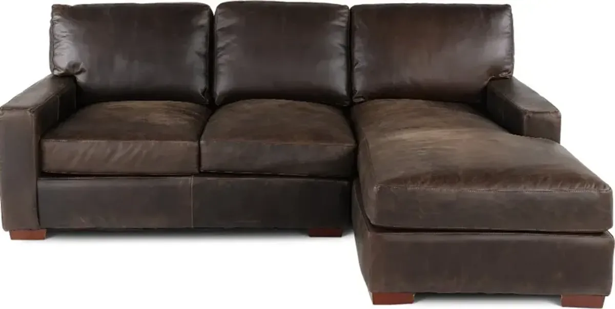 Mayfair Java Brown Leather 2 Piece Sectional