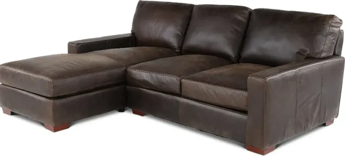 Mayfair Java Brown Leather 2 Piece Sectional