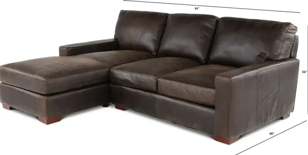 Mayfair Java Brown Leather 2 Piece Sectional