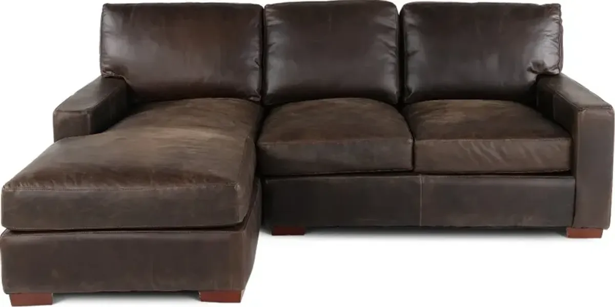 Mayfair Java Brown Leather 2 Piece Sectional