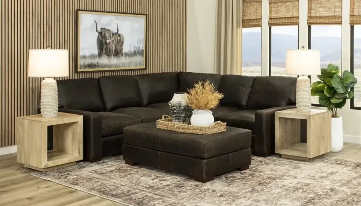 Mayfair Java Brown Leather 3 Piece Sectional