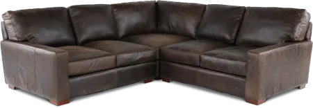Mayfair Java Brown Leather 3 Piece Sectional