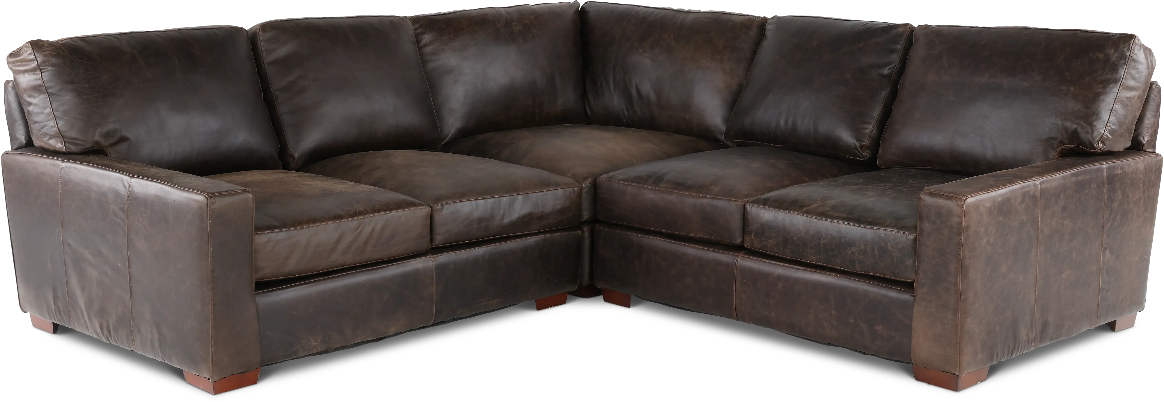 Mayfair Java Brown Leather 3 Piece Sectional