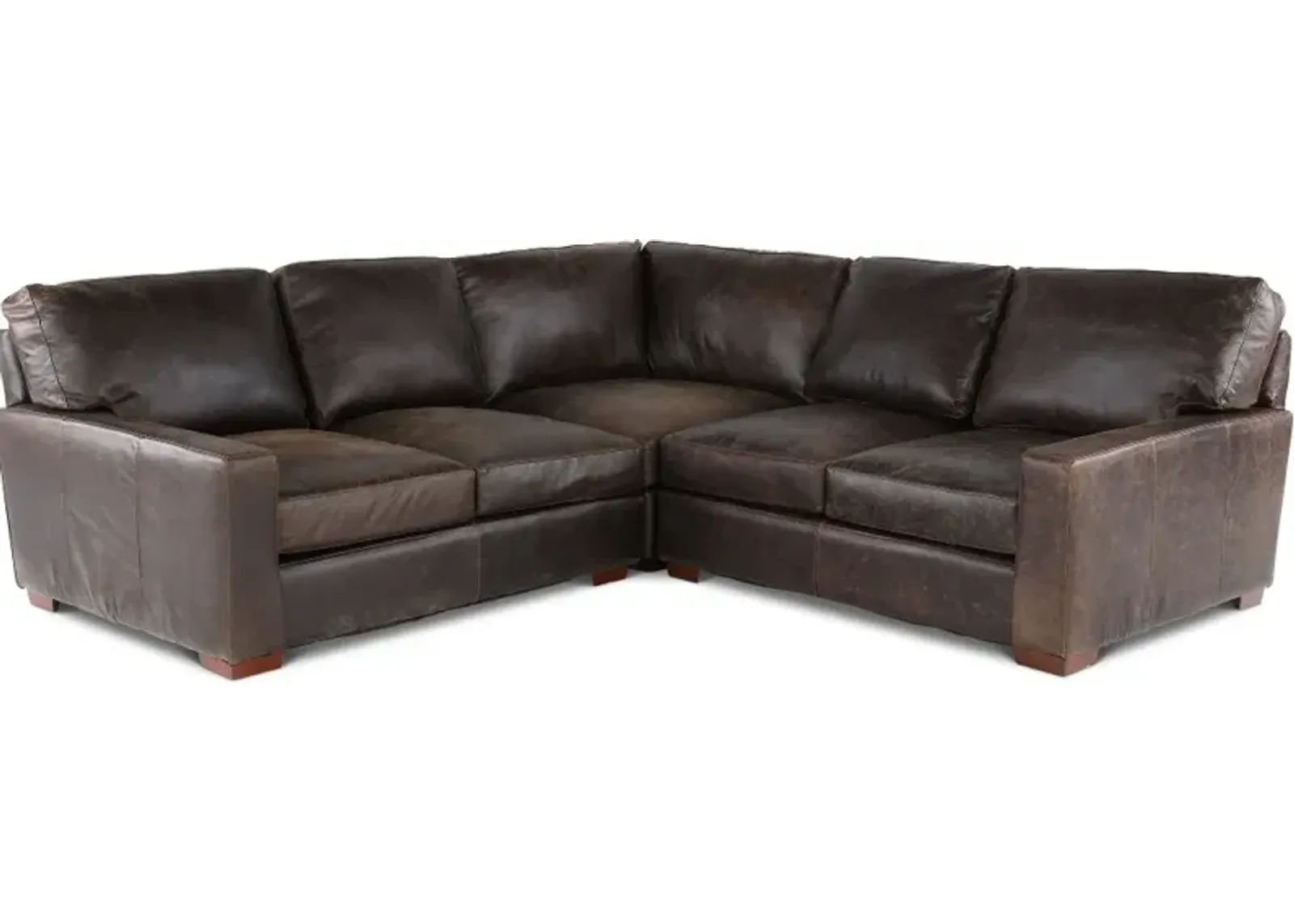 Mayfair Java Brown Leather 3 Piece Sectional