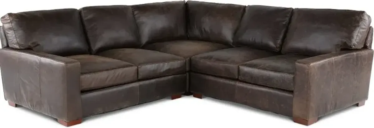 Mayfair Java Brown Leather 3 Piece Sectional