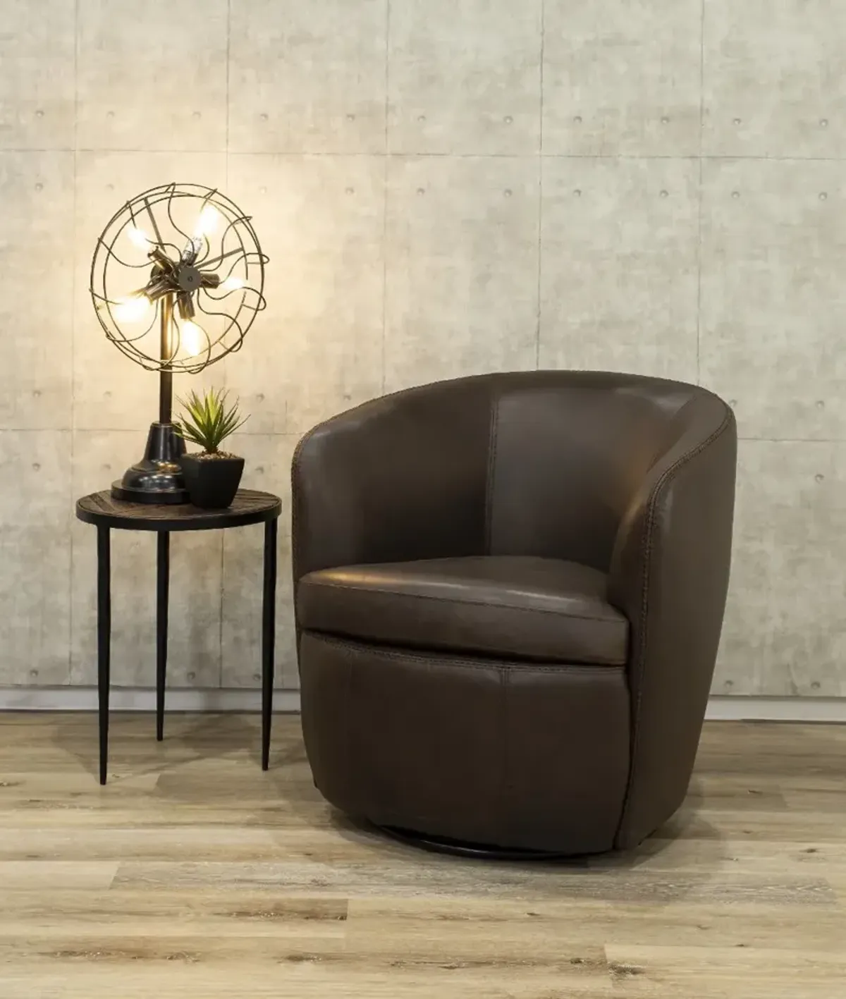 Barolo Vintage Brown Leather Swivel Club Chair