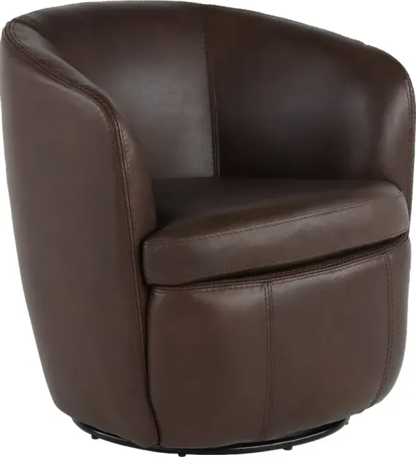 Barolo Dark Brown Leather Swivel Club Chair