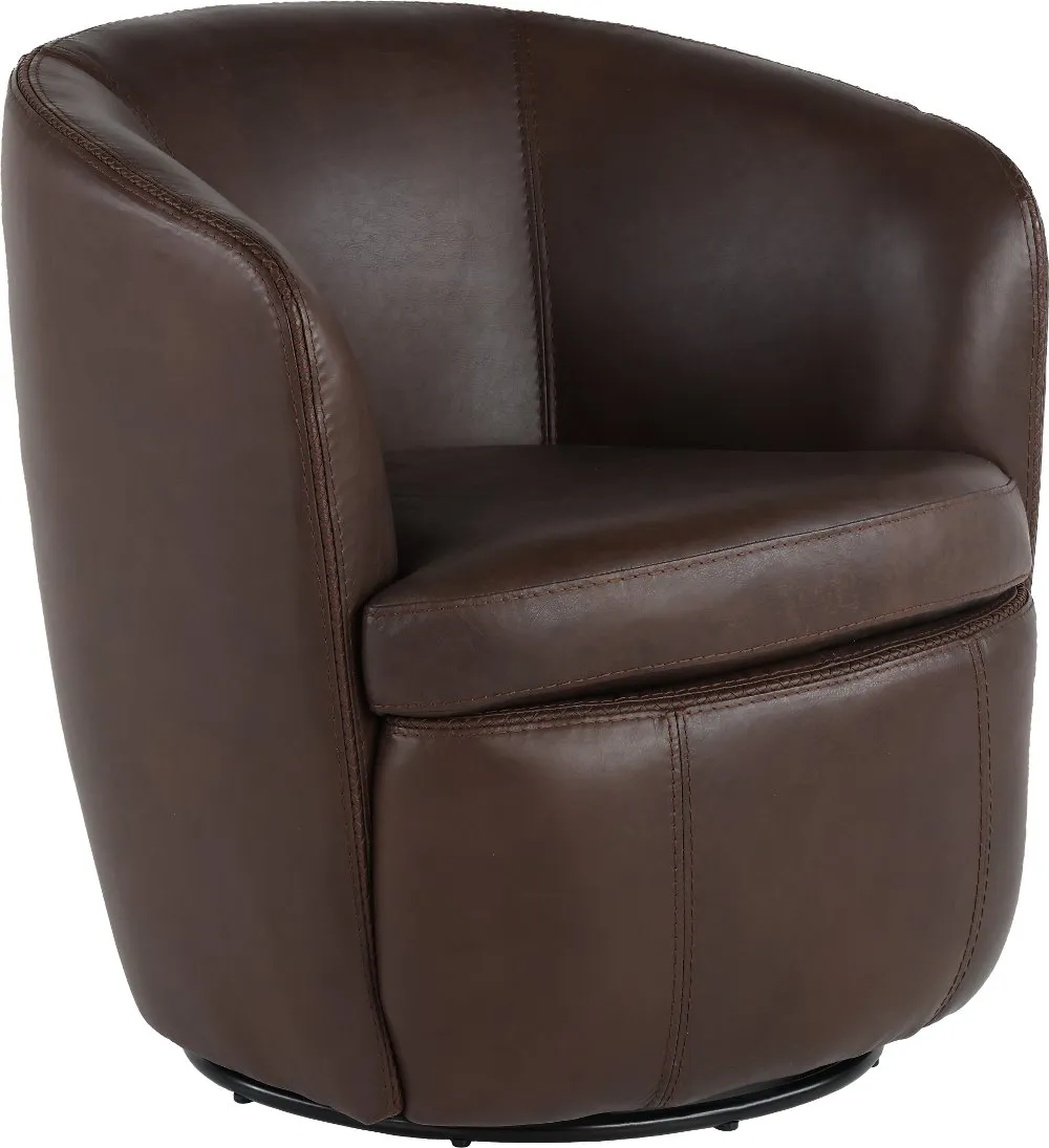 Barolo Vintage Brown Leather Swivel Club Chair