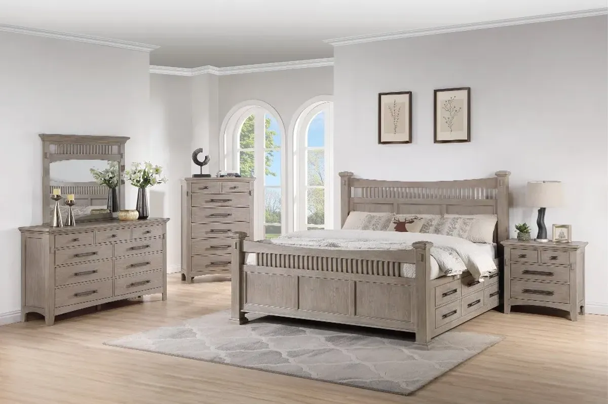 Oaken Taupe King Storage Bed