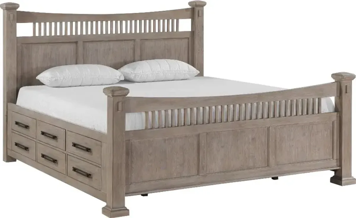 Oaken Taupe King Storage Bed