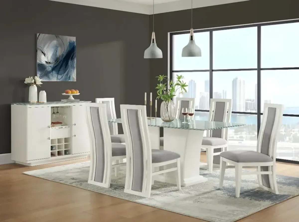 Miami White and Glass 5-Piece Dining Set