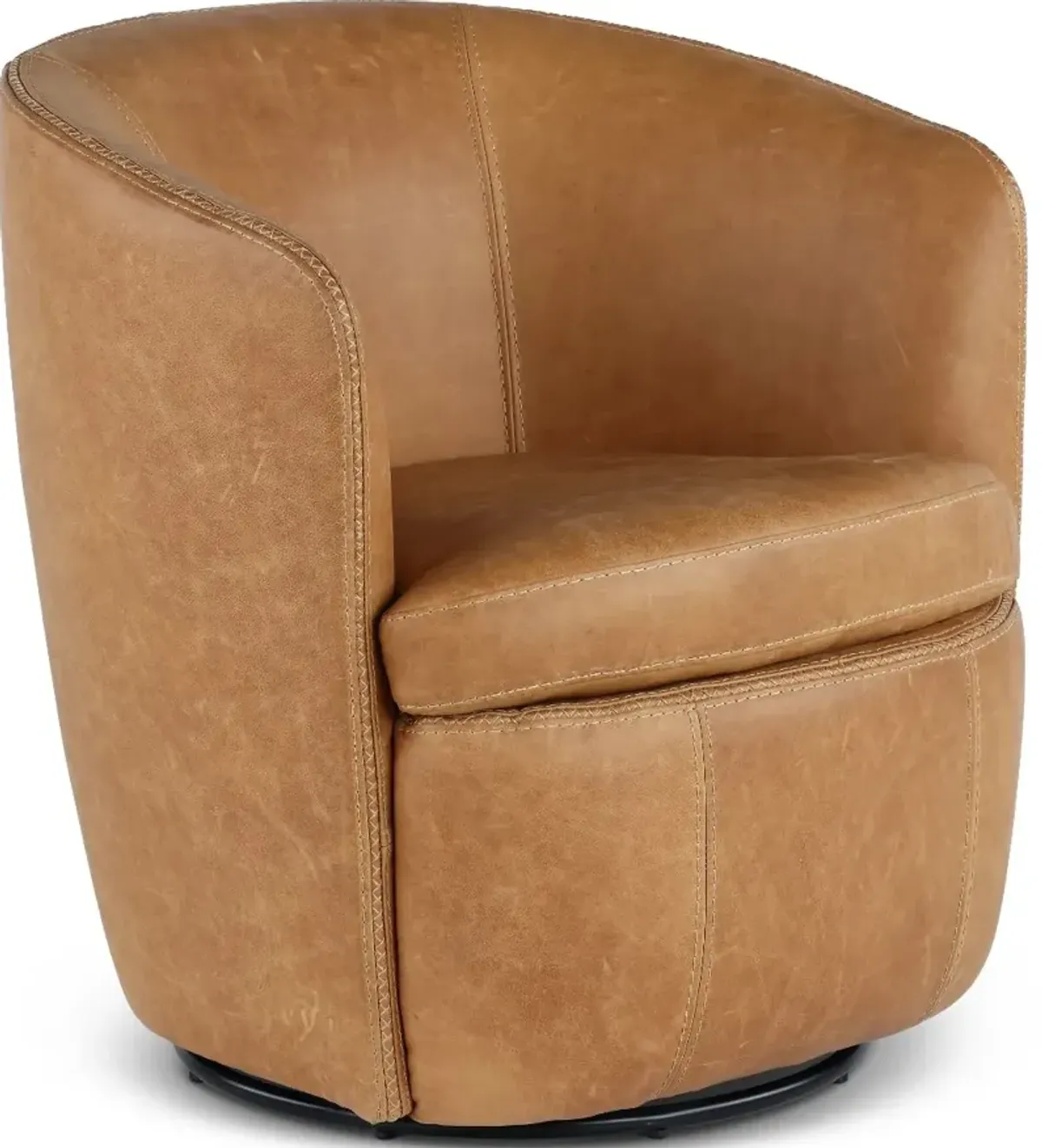 Barolo Vintage Saddle Brown Leather Swivel Club Chair