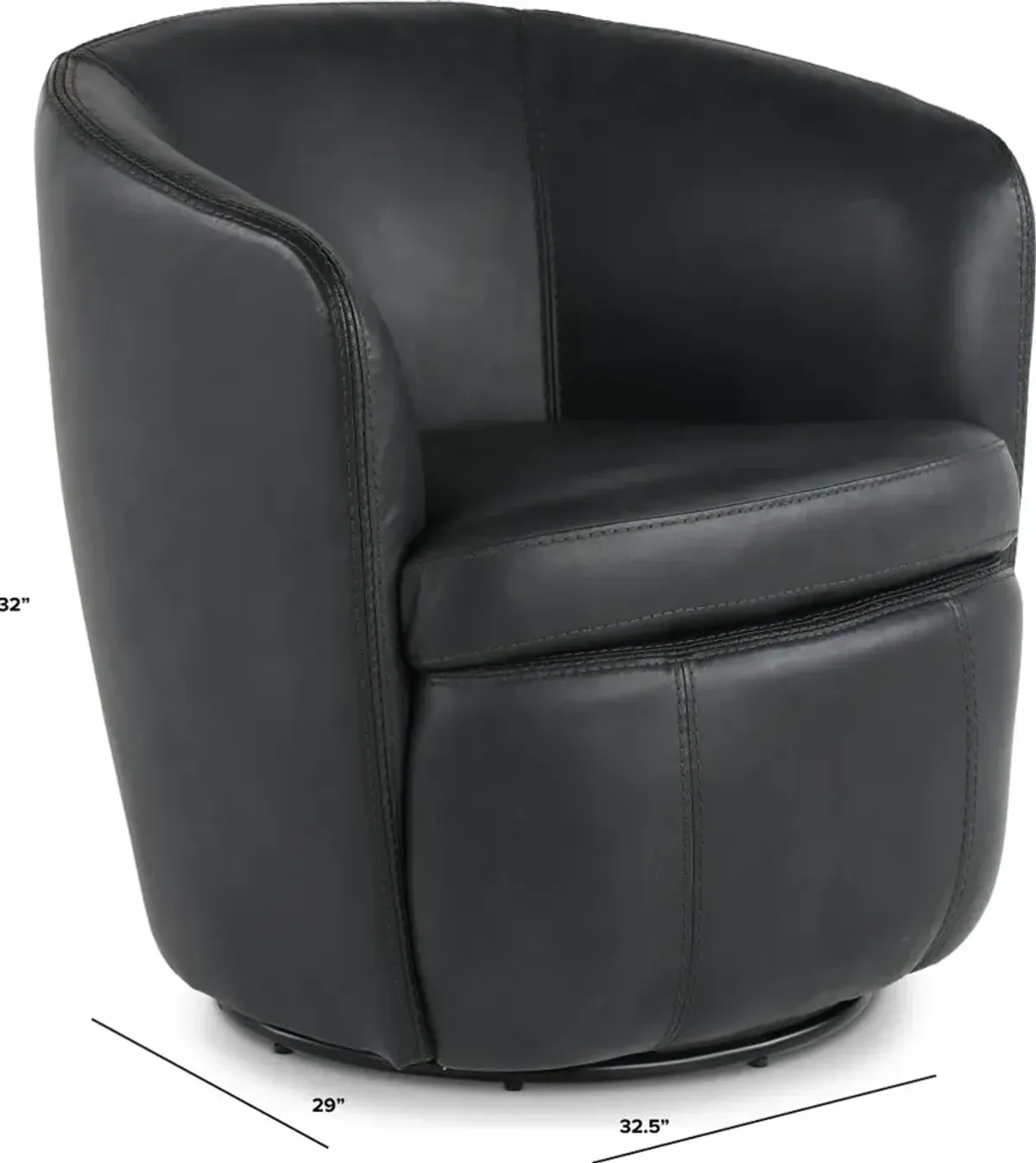 Barolo Vintage Slate Leather Swivel Club Chair