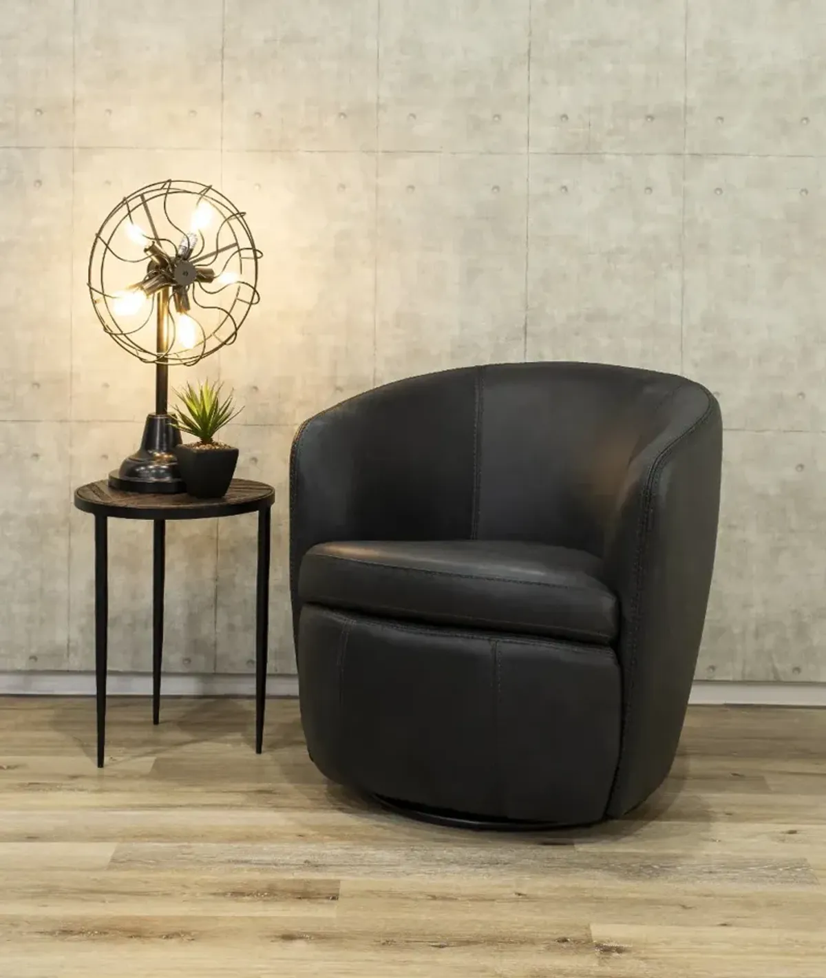 Barolo Vintage Slate Leather Swivel Club Chair