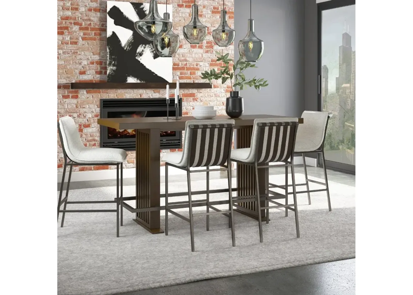 Reserve Brown Bar Height 5 Piece Dining Set