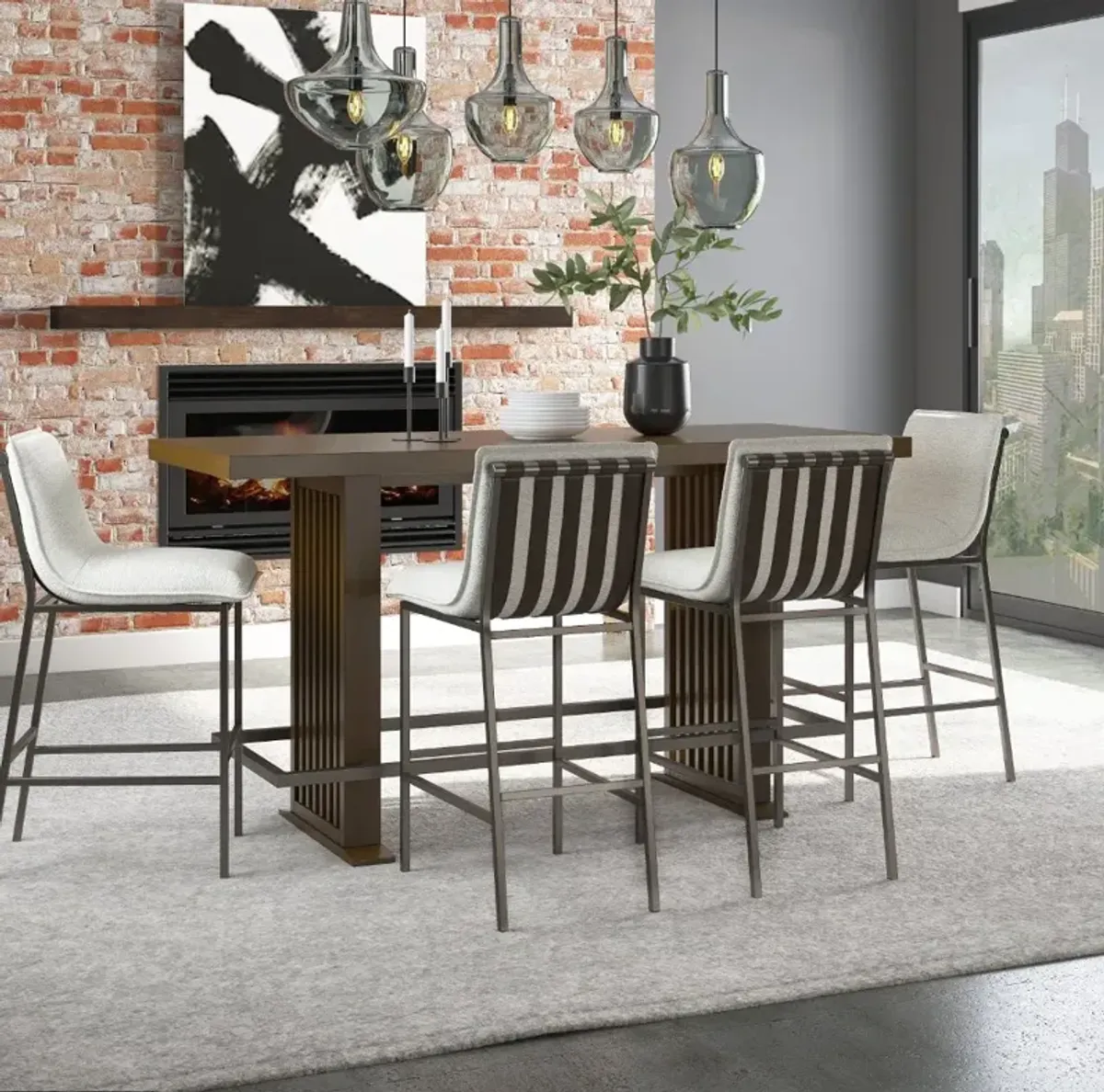 Reserve Brown Bar Height 5 Piece Dining Set