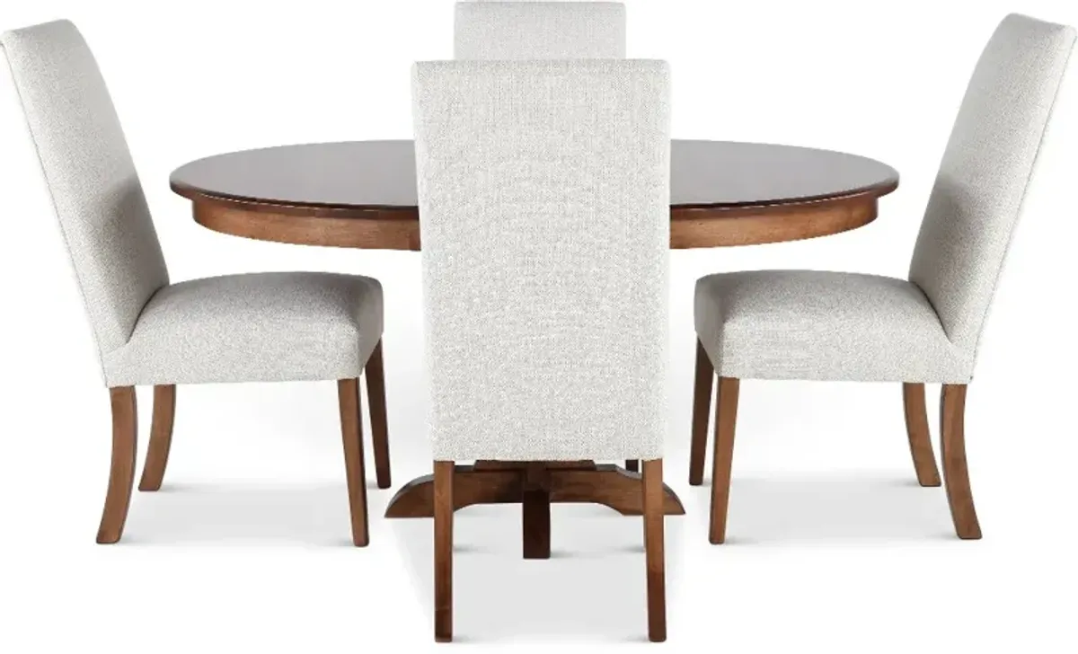 Mary Brown and Beige 5 Piece Dining Set