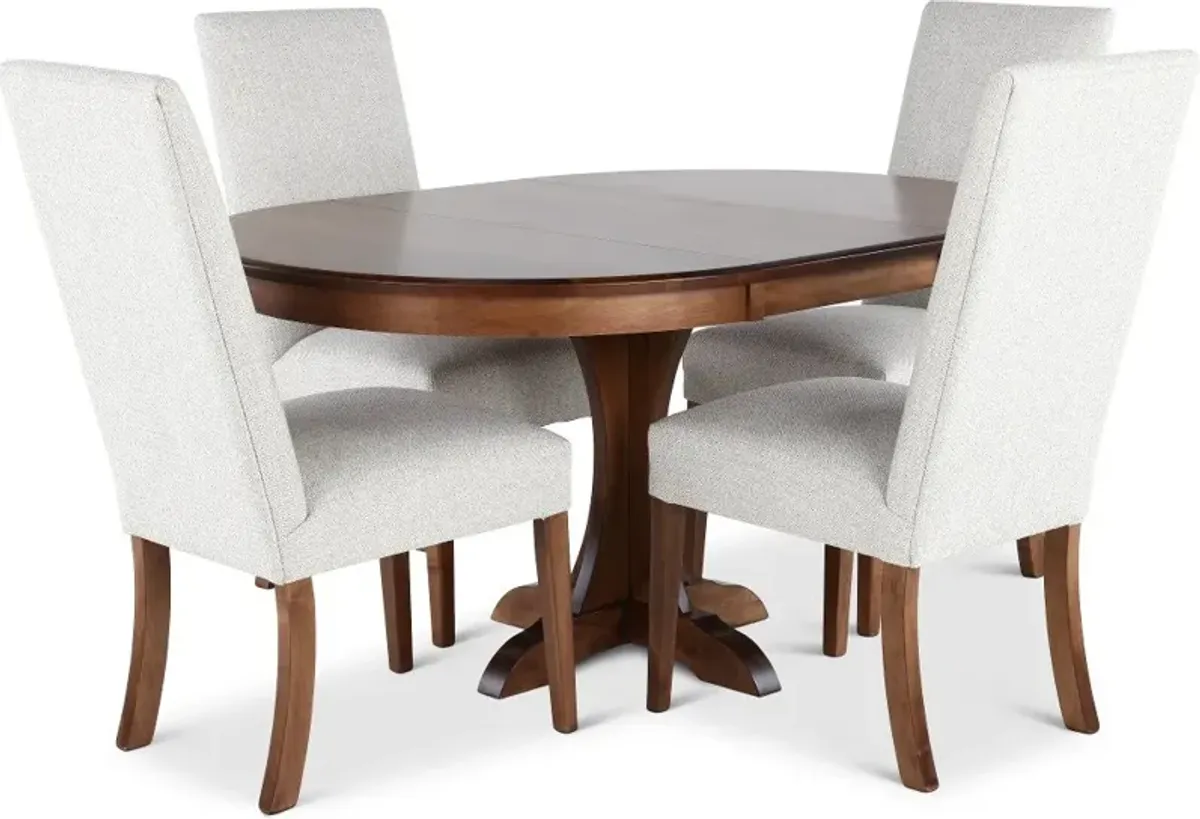 Mary Brown and Beige 5 Piece Dining Set