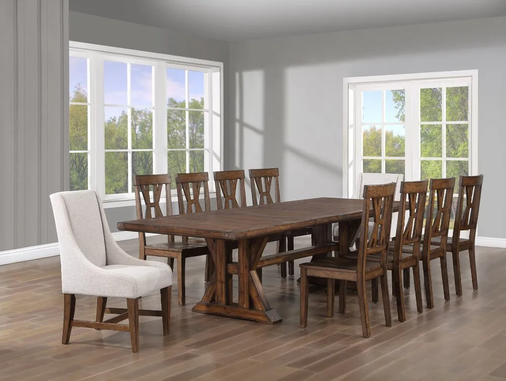 Villa Tobacco Brown 7 Piece Dining Set