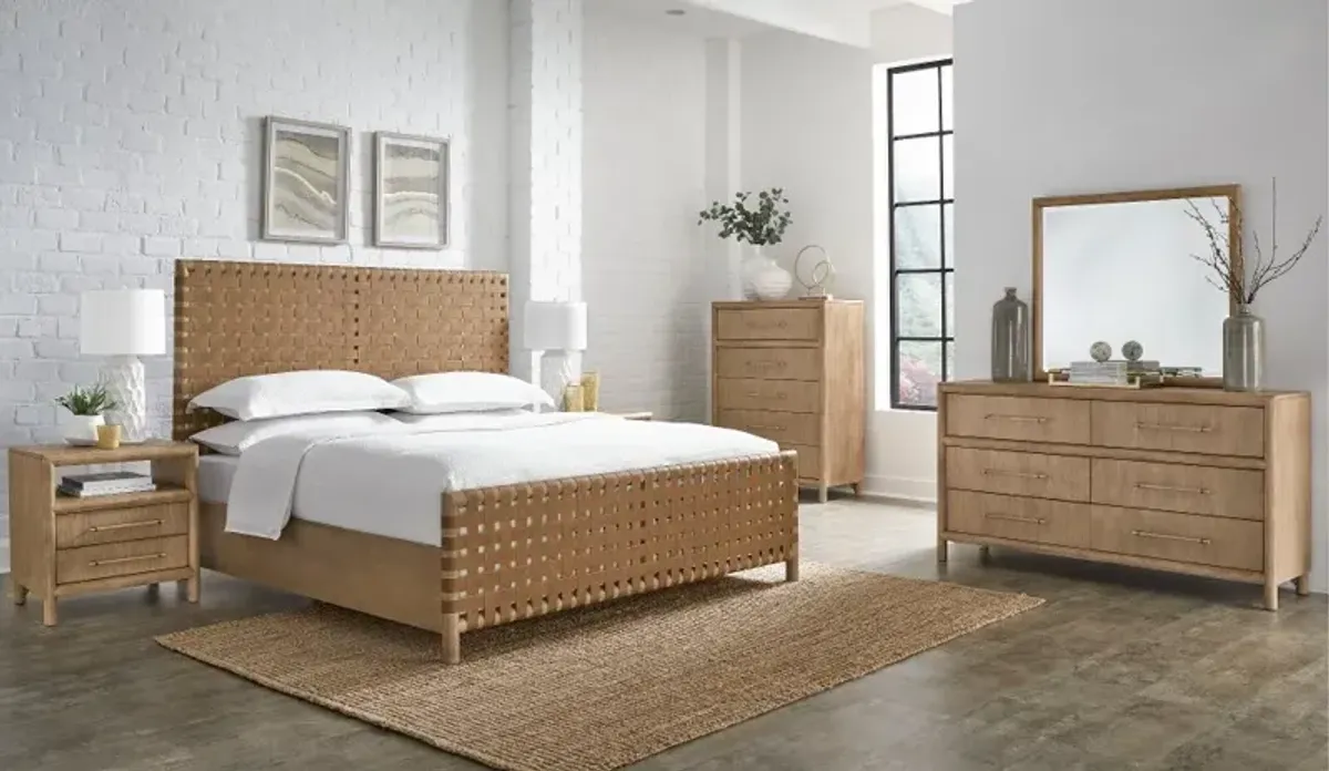 Dorsey Light Brown and Woven Queen Bed