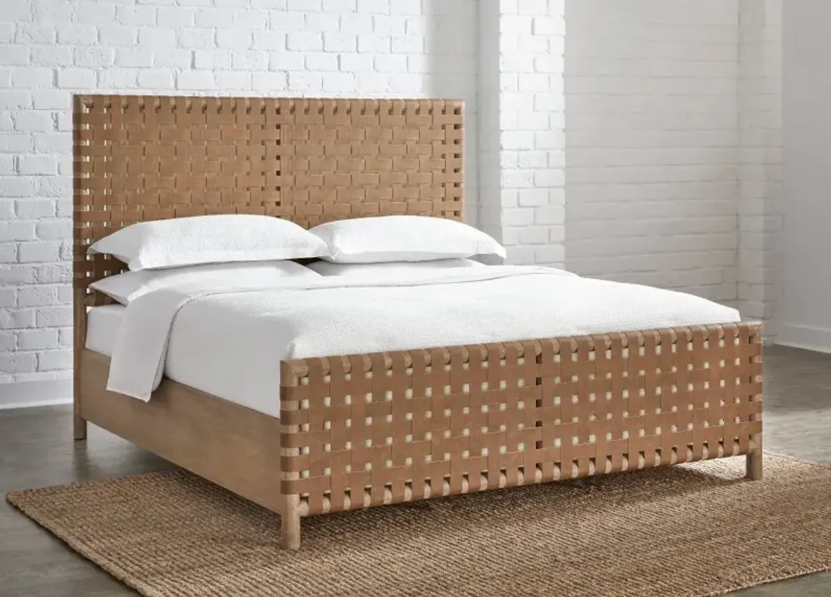 Dorsey Light Brown and Woven Queen Bed