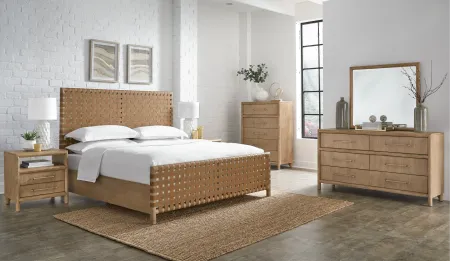 Dorsey Light Brown and Woven Queen Bed