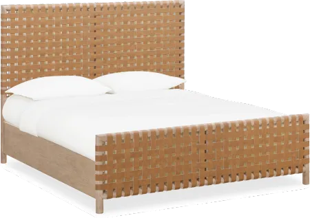 Dorsey Light Brown and Woven Queen Bed