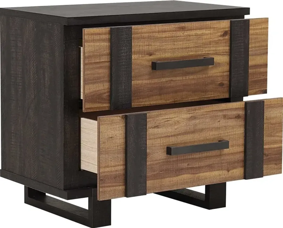 Gildone Natural and Dark Brown Nightstand