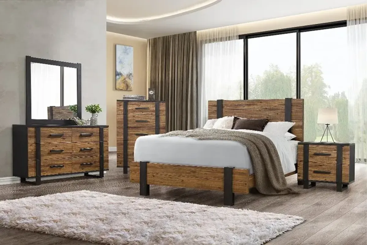 Gildone Natural and Dark Brown Queen Bed