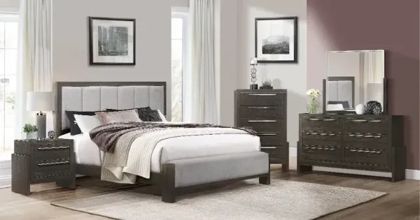 Sutter Espresso Brown and Gray King Bed