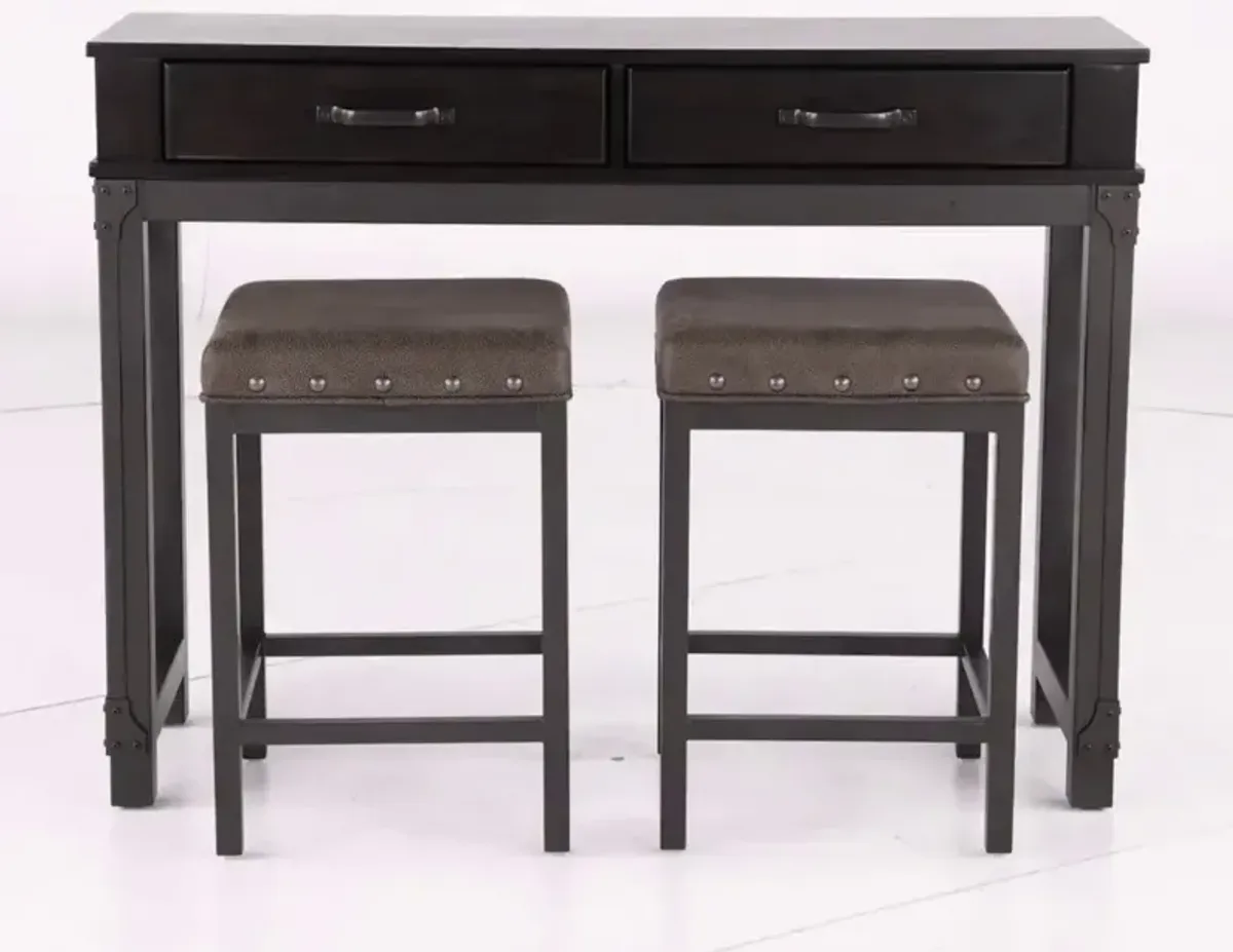 Manchester Black and Nickel 3 Piece Bistro Dining Set