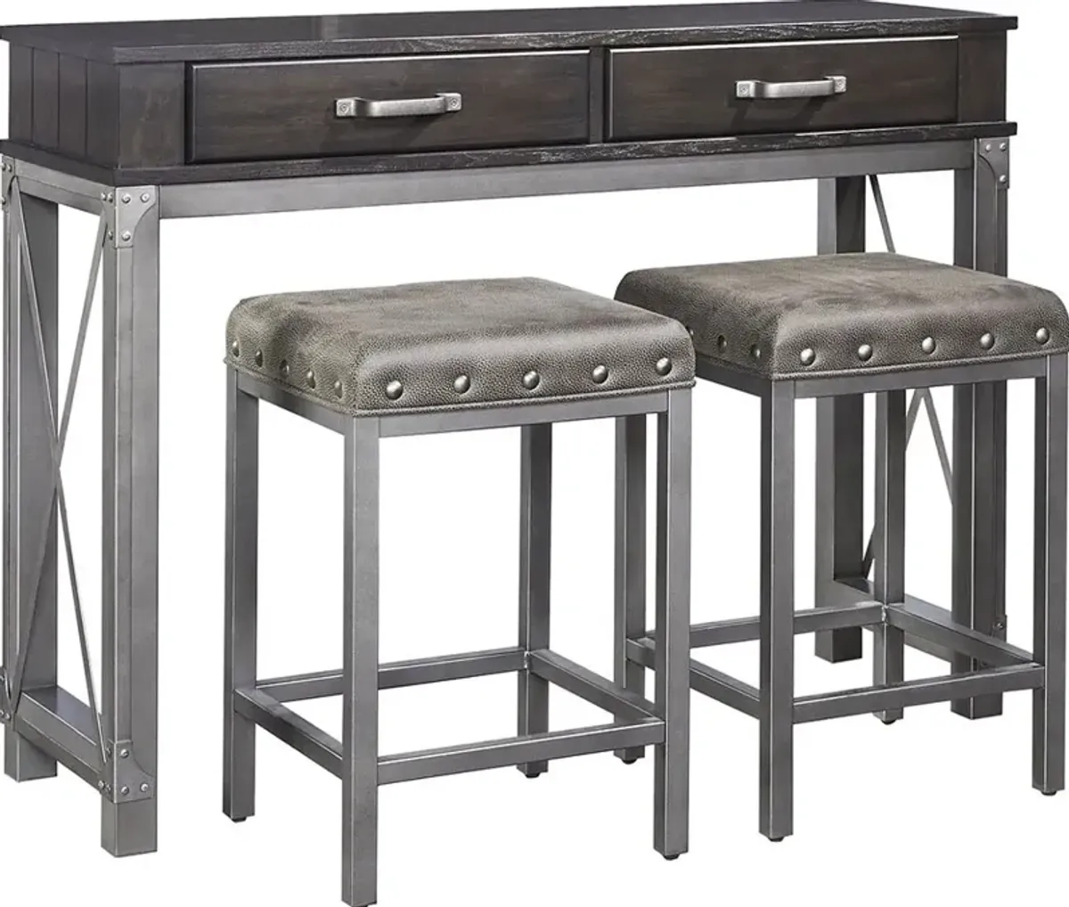 Manchester Black and Nickel 3 Piece Bistro Dining Set