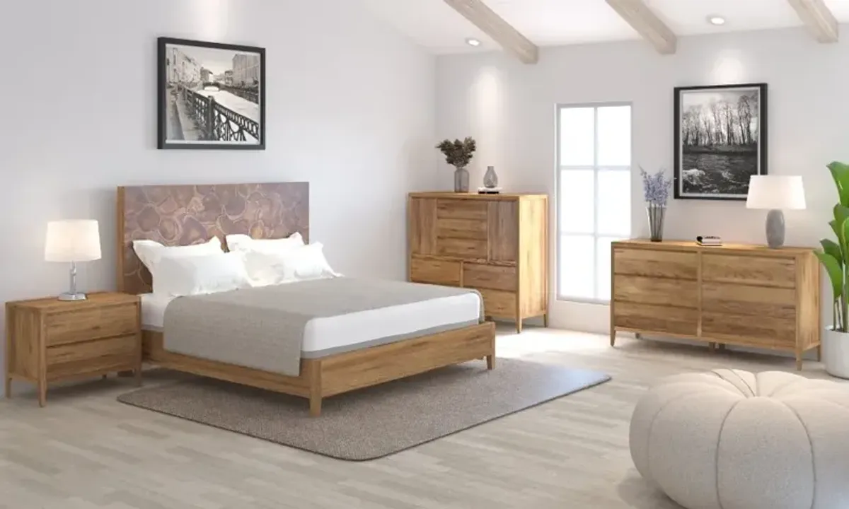 Mosaic Distressed Oak Queen Bed