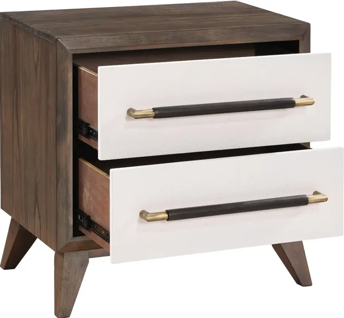 Sophia Walnut Brown and White Nightstand