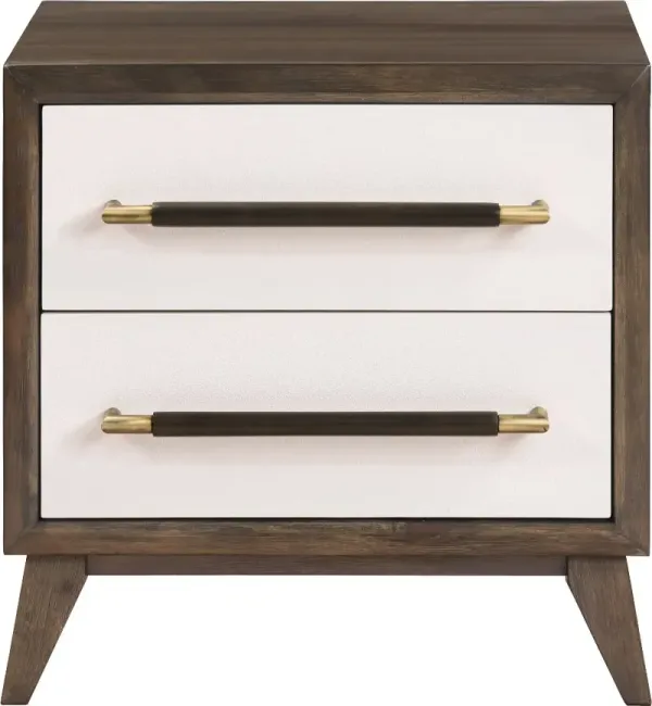 Sophia Walnut Brown and White Nightstand